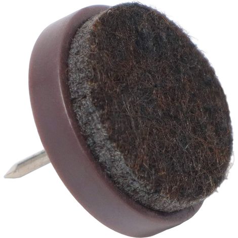Adsamm® / 32 x feltrini con chiodo / marrone / Ø 24 mm / tondi / scivoli in plastica con chiodo e base in feltro / piedini protettivi per mobili Adsamm® Quality (1/3)