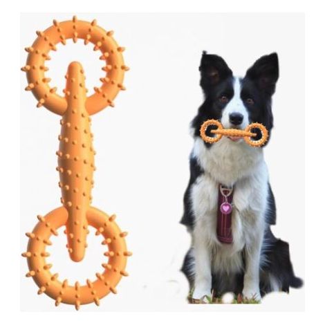 QORVA-Anneau à mâcher pour chien - Jouet à mâcher pour chien, bâtonnet pour dents de chiot, planche à mâcher pour chien (orange)