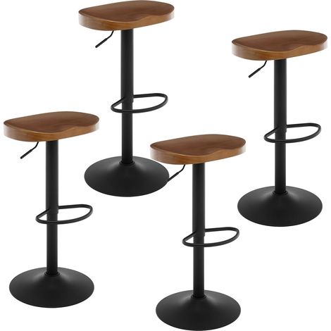 WOLTU 4x taburetes de bar de madera maciza, Marrone (1/5)