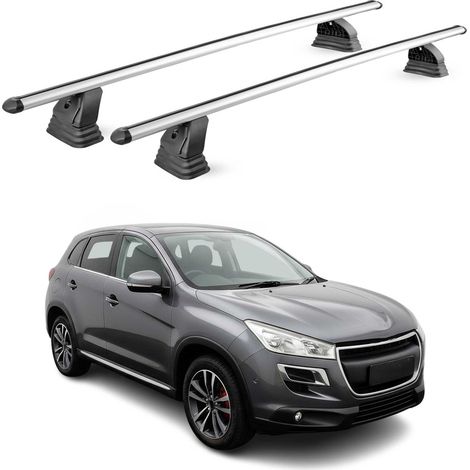 OMAC Barres de toit transversales en aluminium pour Peugeot 4008 2012-2017 – TÜV / DIN 75302:2019 – Antivol inclus – Charge max 75 kg – 2 barres – Gris (1/5)