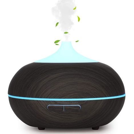 300ML Diffuseur Huiles Essentielles Electrique, Humidificateur d'air Ultrasonique Arrêt Automatique / 7 Lumières de Couleur / 3 Réglages de Minuterie, Bureau, Yoga, Grain de Bois Profond (1/5)