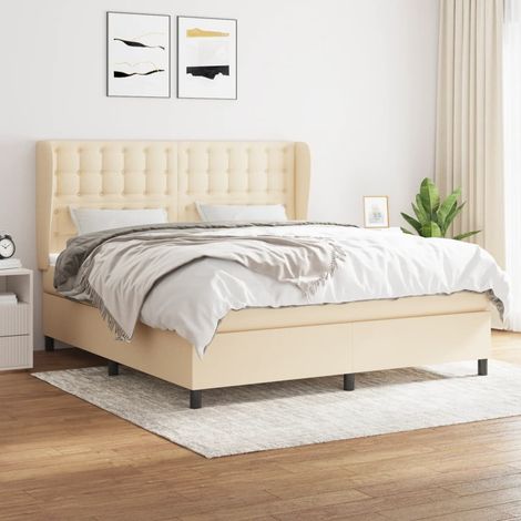 Boxspringbett mit Matratze Creme 180x200 cm Stoff (1/5)