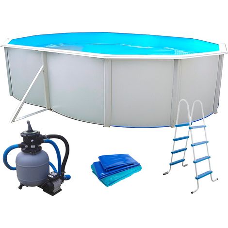 Piscine hors sol acier ovale 500x366x120cm – Parois anti-corrosion 0,40mm – Filtration à sable 3,6m³/h – Capacité 16.500L – TOI