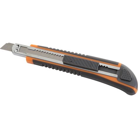 CUTTER À LAME FRAGMENTABLE 9 MM AVEC GUIDE MÉTALLIQUE ALYCO- ALYCO ORANGE (1/5)