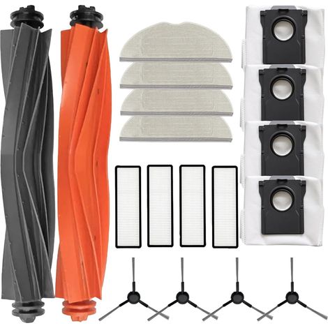 Lot de 18 pièces de rechange pour aspirateur robot Dreame Mova S20 Ultra / RLM71CE, kits d'accessoires, 2 brosses principales, 4 filtres HEPA, 4 serpillères, 4 sacs d'aspirateur, 4 brosses (1/5)