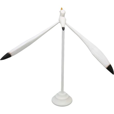 Statua di gabbiano bianco, stile equilibrato, base in legno stabile e resistente, statuetta di uccello marino ampiamente utilizzata per casa, ufficio e bar (1/5)
