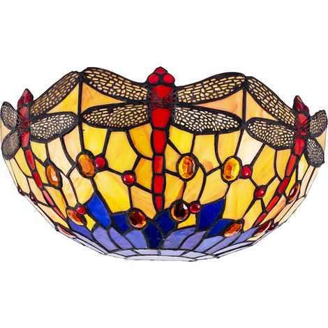 Tiffany by Tiff Wall Light 2 Arm With Dragonfly Shade - Antique Brass Litecraft (1/5)