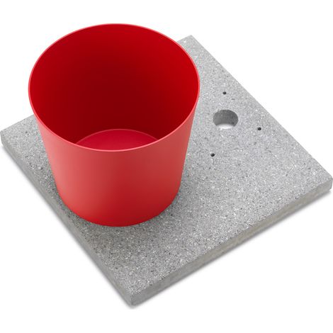 Base con Vaschetta per Fontane con Ghiera Grande 40x40x5 cm in Cemento Belfer 42/BSE/3 Rosso