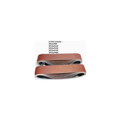 Bande Abrasive,50 x 686 mm, Bandes Abrasives Mixte (3x grains 80/120/150/240/400) pour Ponceuses à Bande(15 pièces ) (1/4)