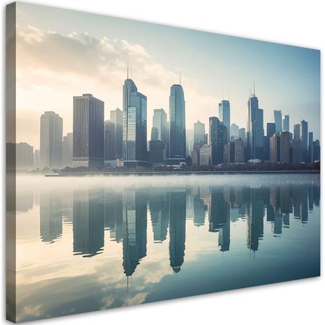 Stampe su Tela, Edifici moderni Città nella nebbia, 30x20 (1/5)