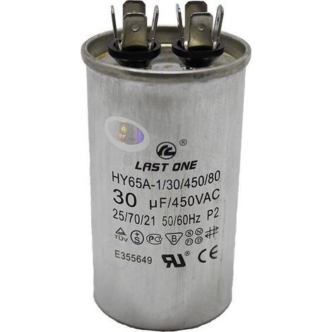 Condenseur de climatisation 30uF 450Vac – Dimensions Ø45x80mm – Film polypropylène – Convient moteurs climatisés