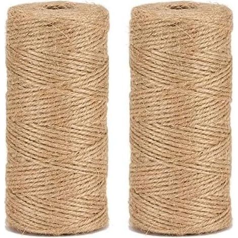 200 m Jute Natural String,Cord of Garden Crafts String, 3 Folds 1.5mm of thickness Jute Rope for Diy Arts and Crafts Gardening Decoration Crafts (2 Roll) (1/5)