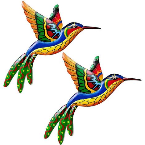 Décoration murale extérieure en métal orange - Oiseau décoratif en métal 3D (1/5)