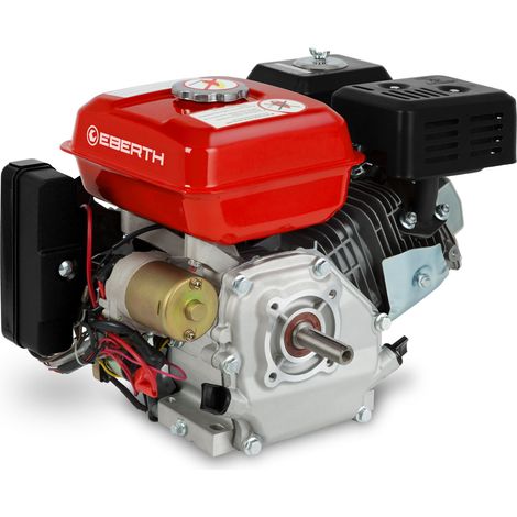 Eberth – Moteur thermique essence 6,5CV 196cc 4T arbre 20mm E-Start – Démarrage électrique – Sécurité manque d'huile – Refroidissement par ventilateur