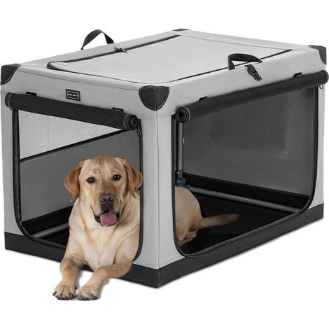 Cage de transport pliable pour chien, tissu respirant, 91cm, gris chiné (1/5)
