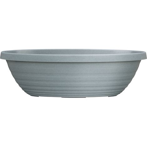Scheurich Country Star Jardiniere 49, Pflanzschale/Blumentopf/Pflanzkübel, oval,  aus Kunststoff Farbe: Granite Grey, 49 cm Breite, 19 cm Tiefe, 14,8 cm hoch, 6 l Vol. (1/4)