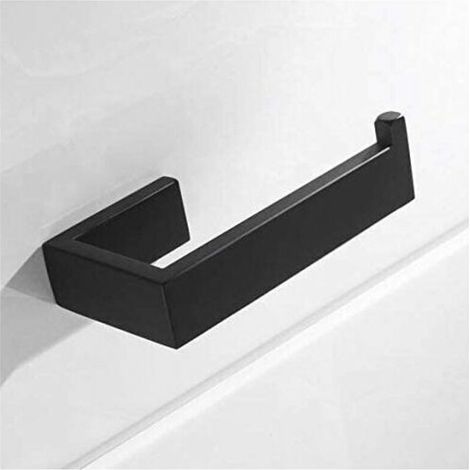 Perforierter Toilettenpapierhalter, Toilettenpapierhalter aus Edelstahl 304, schwarze Wandhalterung, Toilettenpapierhalter für Badezimmer und Küche (schwarz, feindselig) (1/4)