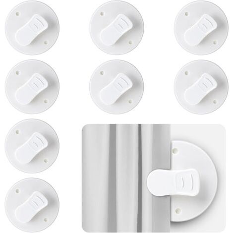 8 clips auto-adhésifs pour rideau de douche de 2 pouces - Protection anti-éclaboussures et coupe-vent - Accessoires intelligents (1/5)
