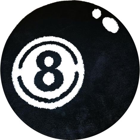 JSSEVN 8-Ball Billardmatte, weiche Mikrofaser-Rundmatte, waschbare, rutschfeste Matte für Wohnzimmer, Schlafzimmer (Schwarz, 60×60CM) (1/5)