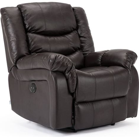 SEATTLE ELECTRIC BROWN LEATHER AUTO RECLINER ARMCHAIR SOFA HOME LOUNGE CHAIR