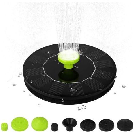 Outdoor Solar Fountain 6V 1W Solar Pond Pump with 5 Nozzles Outdoor Fountain Free Standing Brushless Water Pump, for Swimming Pool Pond Garden Patio (1/5)