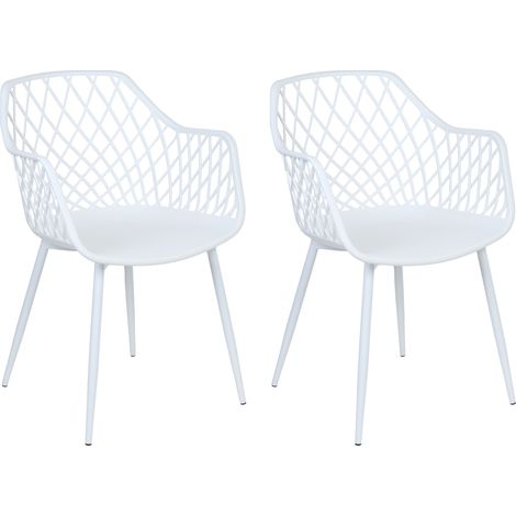 Conjunto de 2 sillas de comedor blancas sintético respaldo red Nashua II