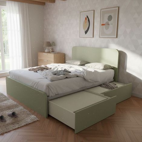 Letto matrimoniale 160x200 con cassettoni - Design italiano e montaggio facile - Salvia