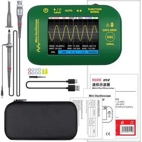 Oscilloscopio digitale portatile, schermo TFT da 2,8 pollici, larghezza di banda di 10 MHz, frequenza di campionamento di 48 MSa/s. (1/5)