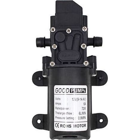 Pompe à membrane haute pression 12V 6A 72W, débit 6L/min, raccord tuyau droit, pompe aspirante pour usage général (1/5)