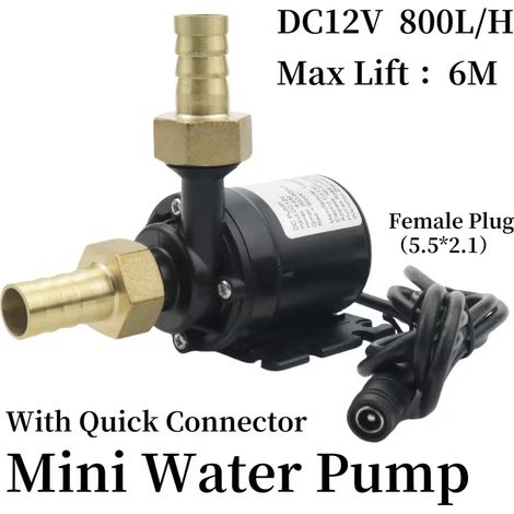 211,34 gal/H Pompe Submersible à Débit Élevé DC - Moteur Sans Balai Robuste pour Aquariums avec Raccords Rapides, Pompe Marine/Fontaine/Piscine 12V DC pour Aquariums, Étangs (1/4)
