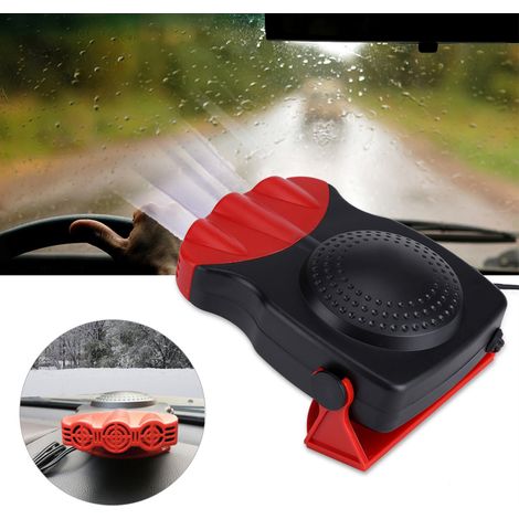 Ventilateur chauffant 12V voiture, chauffage rapide, 150W, ABS noir/rouge, 120cm cable, 3 ventilateurs, demistage fenêtres, 17x11x4cm (1/5)