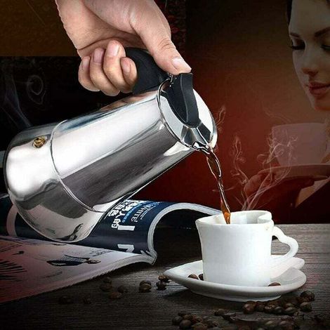 Cafetière italienne 12 tasses en acier inoxydable compatible tous types de feux 12 tasses (1/3)