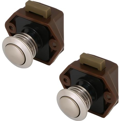 2 Pièces Serrure à Bouton Poussoir sans Clé pour Camping-Car, Serrure à Bouton Poussoir en Métal pour Caravane, Bouton Poussoir De Verrouillage pour Camping-Car, Yacht, Bateau, Caravane, Porte (1/5)