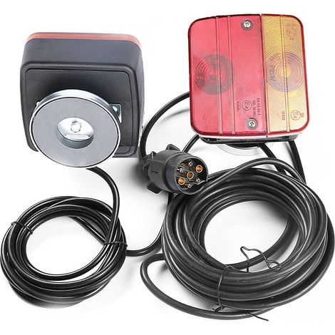 Feux Arrière Remorque Halogène 12V avec Magnétique Adapté aux Adapté aux marquess E,Feu Remorque Kit avec Câble7,5m avec Connecteur Mâle Prise 7 Broches Etanche Feu Arriere pour Remorque Caravane Véhi (1/5)