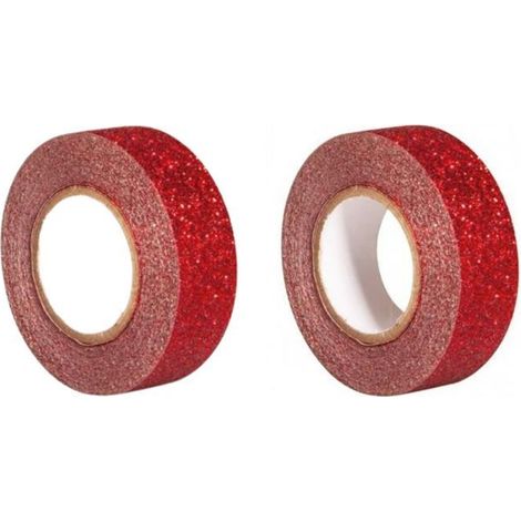2 rouleaux de ruban pailleté 5 m x 1,5 cm - rouge