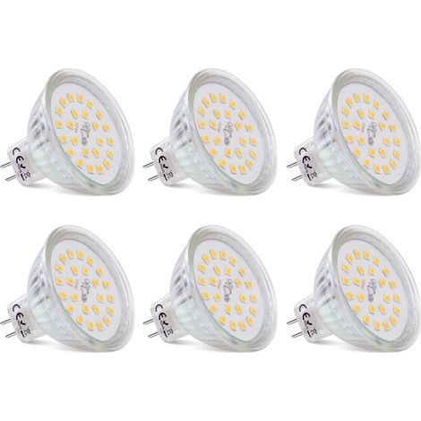 Ampoules LED Spot MR16 Culot GU5.3 Blanc Chaud 2700K, 3,8W Équivalent à Halogène 40W, LED Spot GU5.3 12V Non Dimmable 430 Lumen Lampe LED MR16, Lot de 6 [Classe énergétique E]