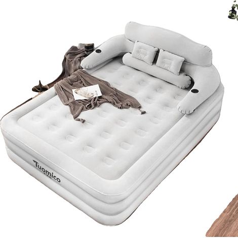 Matelas Gonflable, Pompe Intégrée, Design Confortable, gris, GRIS CLAIR (1/2)