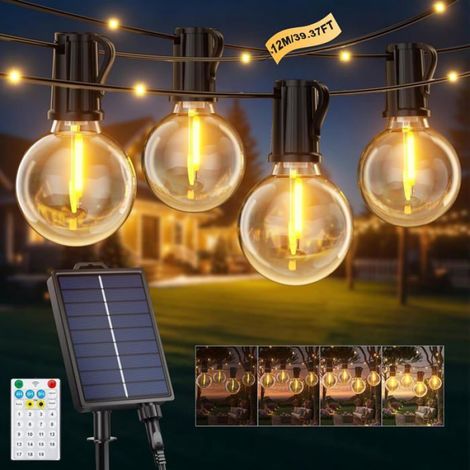 Guirlande solaire 12 m, 14+1 G40, 19 modes, IP44, étanche, extérieur (1/5)
