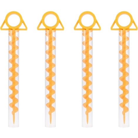 Piquets de tente spirales Ulisem, piquets de tente sardine, piquets de tente spirales en plastique robuste de 30 cm pour tentes, trampolines, animaux avec tube, lot de 4 (1/4)