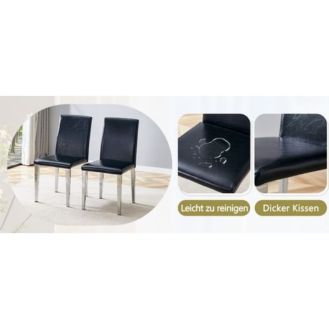 Sedia da pranzo, set da 2, 41 x 47 x 90 cm, nero e argento (1/5)