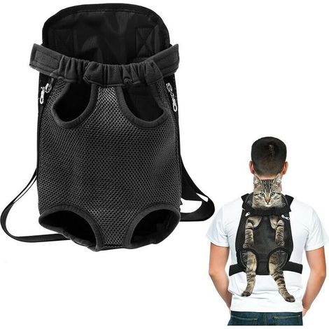 Zaino frontale per cani di taglia media/piccola - Nero, taglia M, comodo e regolabile, ideale per viaggi e uscite quotidiane.