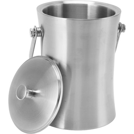 Seau à glace en acier inoxydable double paroi 1L avec couvercle et séparateur, idéal pour champagne et vins (1/5)