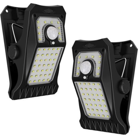 45 LED Solar Light Outdoor with Motion Sensor and Clamp, 3 Modes and 3 Mounting Methods, IP65 Waterproof Security Light for Mesh Fence, Camping Gate (2 Pack) (1/4)