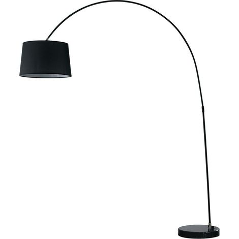 Fan Europe DREAM Lámpara de Pie Arc Negra, Pantalla Tela, Base Mármol 1522x205x35cm (1/2)