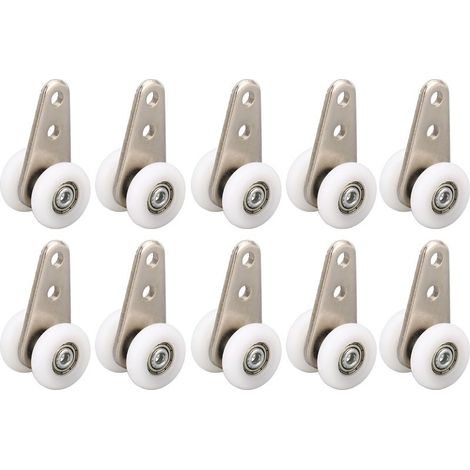 Poulie en Nylon de 23mm, 10 pièces, support en acier inoxydable, rouleau de roue suspendu pour porte coulissante et fenêtre blanche (1/5)
