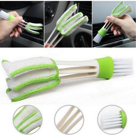 Lot de 3 mini-plumes, plumeau et brosse en microfibre à double embout, pour claviers d'ordinateur, ventilateurs, climatiseurs, bouches d'aération de voiture, nettoyage rapide (1/5)