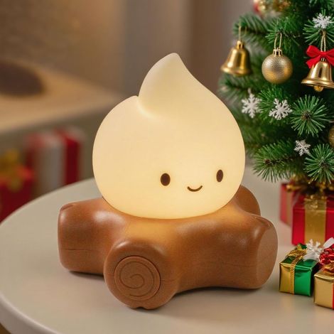 Lampe feu de camp mignonne, veilleuse rechargeable, lumière vacillante à faible consommation, lampe d’ambiance portable pour chambre, bureau et camping (1/5)
