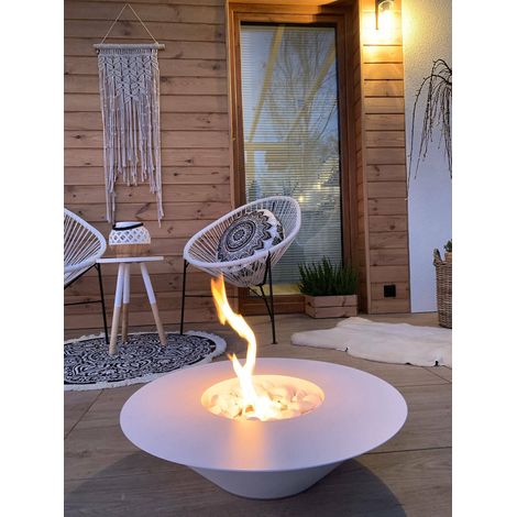 Camino a bioetanolo Dshomurodo, Caminetto ecologico, Focolare senza fumo, Riscaldatore ad etanolo, Made in Italy, 60x60 h15 cm, Bianco (1/5)