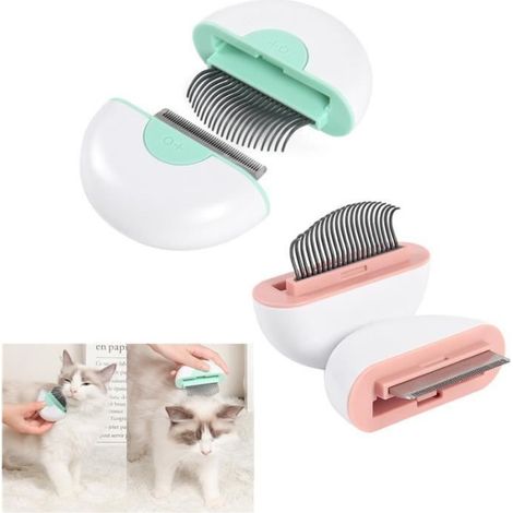 2-en-1 Brosse pour Chat Chien , Portable Massage et Deshedding Outil de Toilettage pour Poil Long Court (1/4)