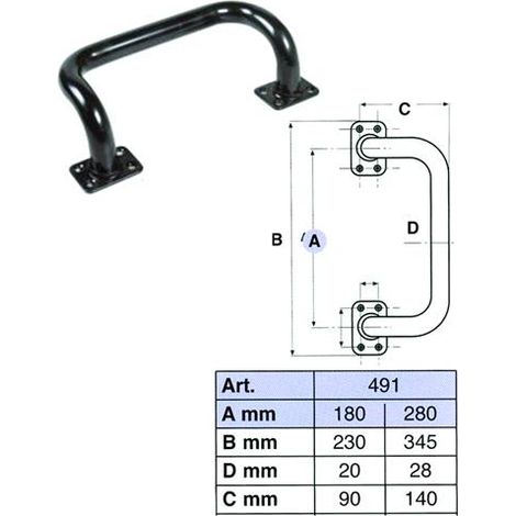 Maniglie Per Portoni Scorrevoli 491 Tubolare Piegati Mm. 180 Cf.10Pz